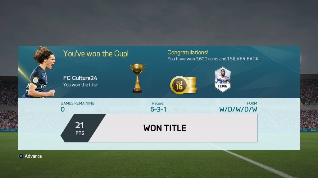 FIFA16 UT Div6 Won