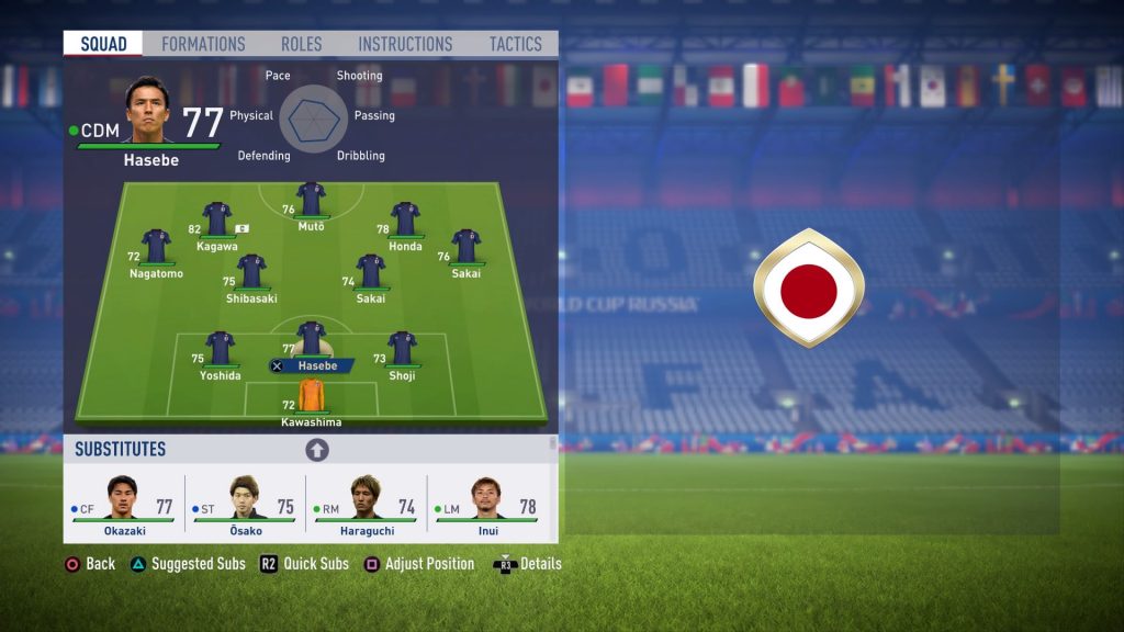 Fifa18のワールドカップアップデート日本代表プレー記録 フットボールカルチャー24